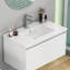 Lavabo de salle de bain en céramique blanche 32 pouces - Convient à un meuble-lavabo 32 pouces, trou de robinet pré-percé, esthétique minimaliste élégante, durable et facile à nettoyer