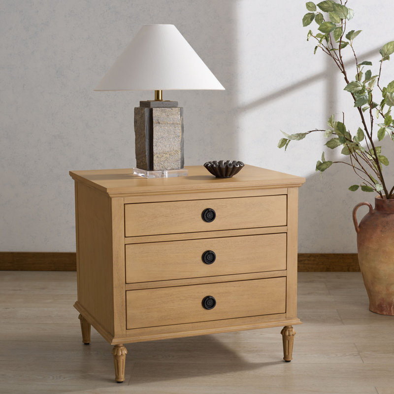 Dehaan Hubbard 3 - Drawer Nightstand, Light Oak