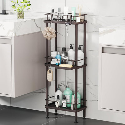 Corner Shower Caddy Organizer - 3-Tier Rustproof Stainless Steel Bathroom Shelf With Soap Holder And Hooks For Space-Saving Storage