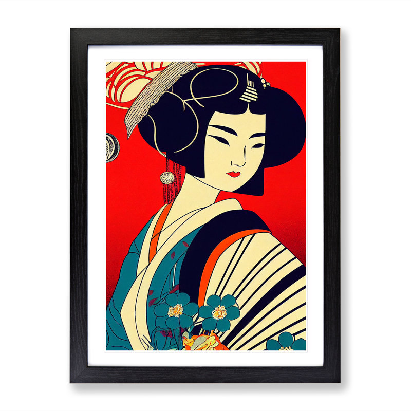 XC1022-3691X Profile Of A Geisha No.1 1 Piece Wall Art on Canvas, 34cm H x 25cm W x 3cm D, Black Framed