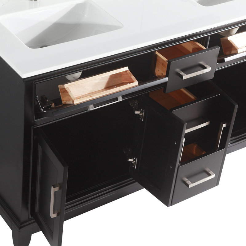 Ensemble de meuble-lavabo double 72 po avec miroir Bonni, Espresso