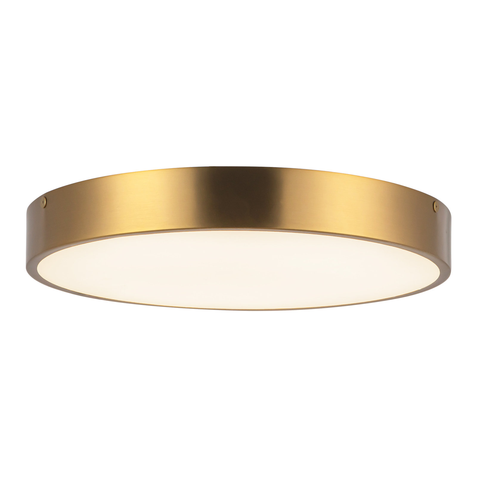 Orland Single Light Steel LED Flush Mount, Aged Gold, 2" H x 15" W x 15" D
