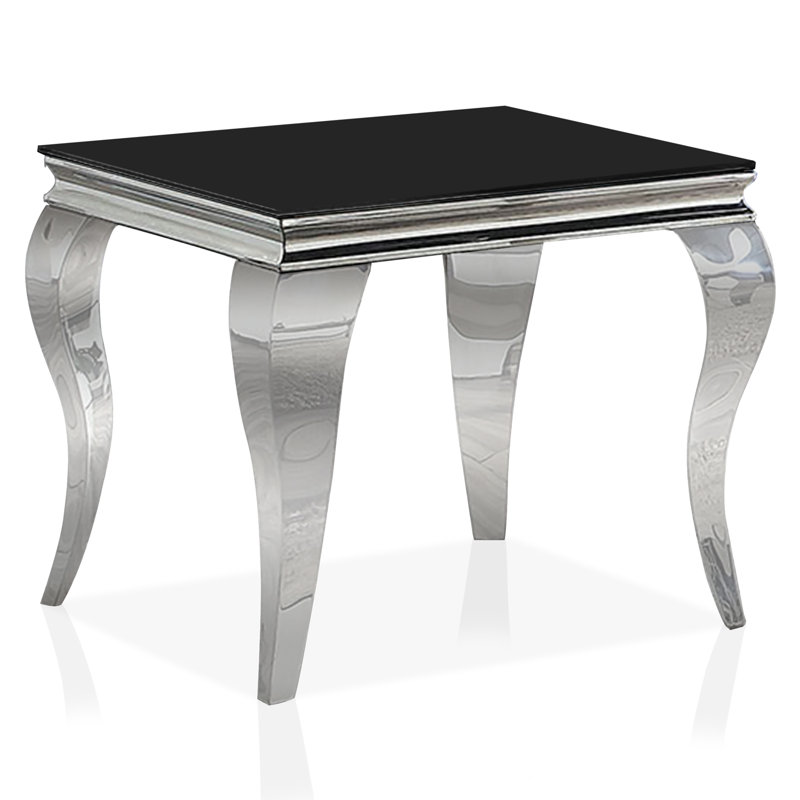 Isamu Glass Top End Table, Black