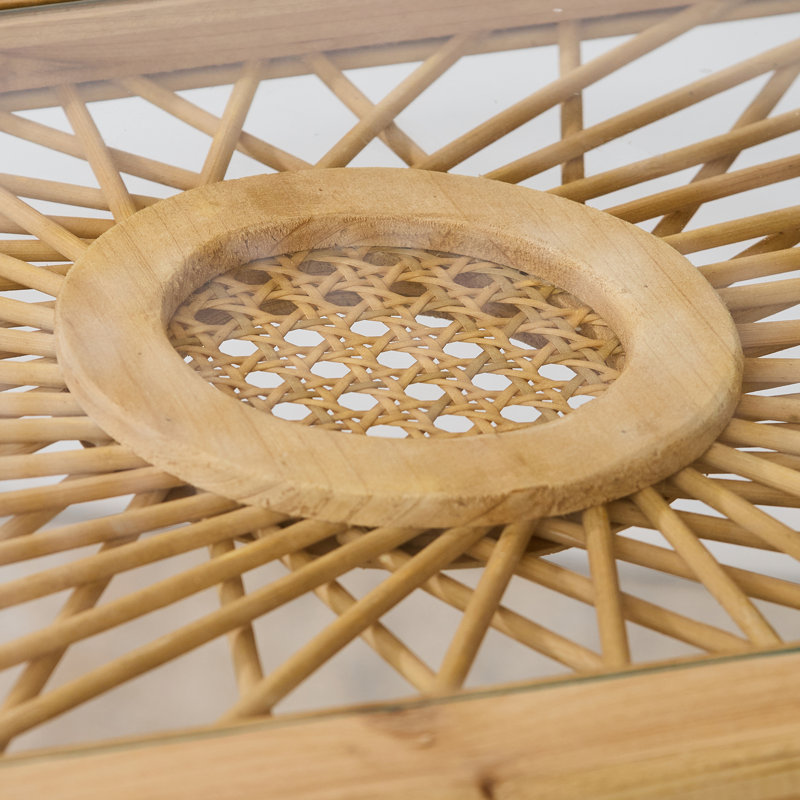 Cordoves 43.3'' Console Table with Rattan Glass Top