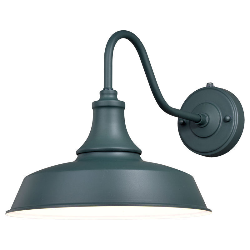 Gunnora Steel Wall Light, 11.5" H x 12" W x 18" D, Hunter Green/White