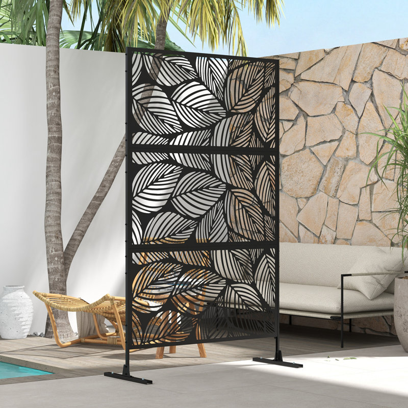 78'' H x 48'' W Steel Fence Panels Included, Black