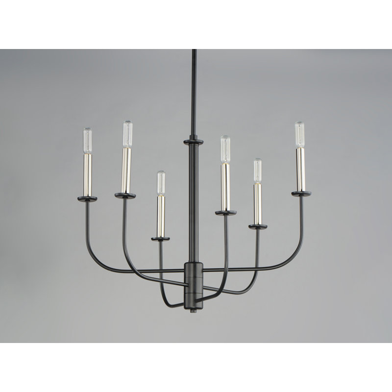 Schiessler 6 - Light Dimmable Classic / Traditional Chandelier, Black/Satin Nickel