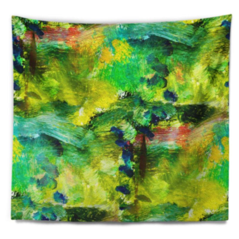 Tapisserie abstraite de texture vert d'afrique, H 32 po x l 39 po