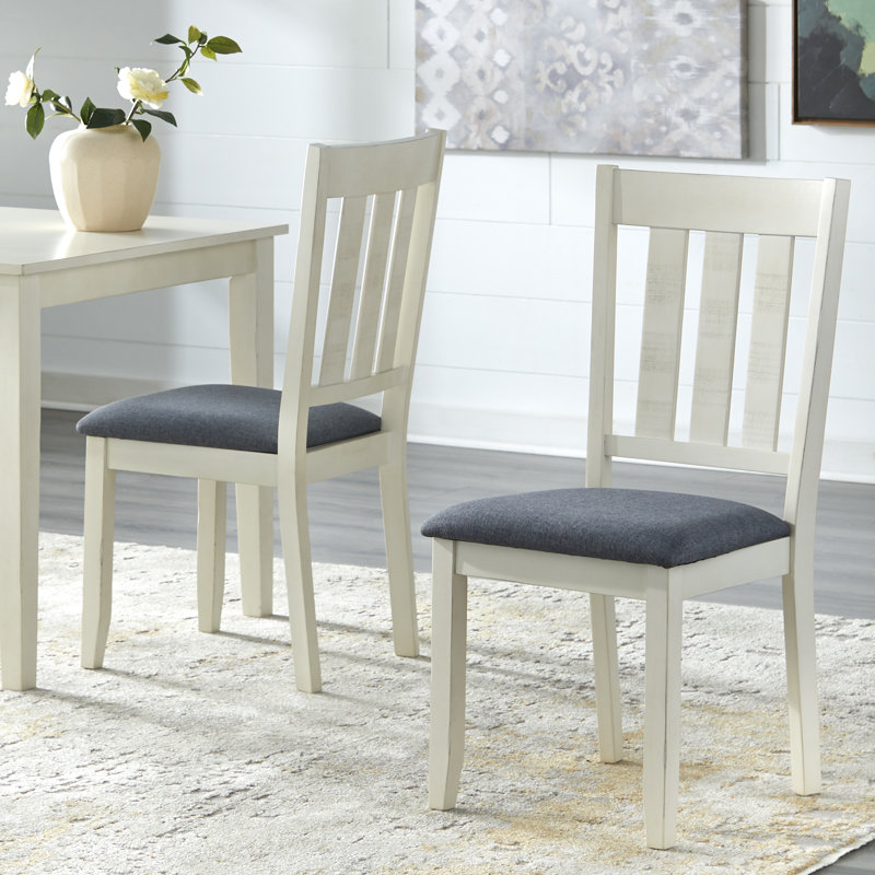 Rhem Upholstered Slat Back Dining Chair, White