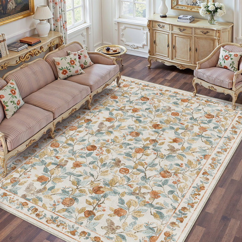 Tapis beige élégant Aurelle, Rectangle 6 pi x 9 pi