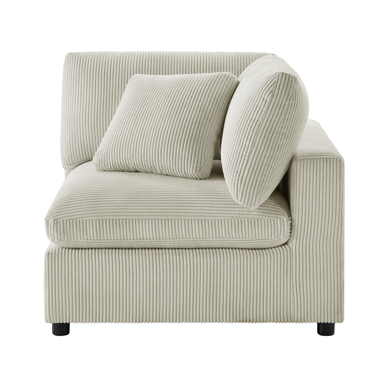 Chaise de coin Jazzmyne, Velours côtelé beige