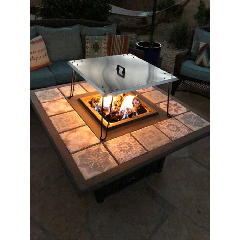 Stainless Steel Gas Fire Pit Heat Deflector with Foldable Legs