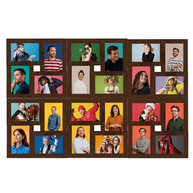Brandiss Wood Picture Frame - Set of 24, 10cm H x 15cm W x 0.5cm D, Dark Brown