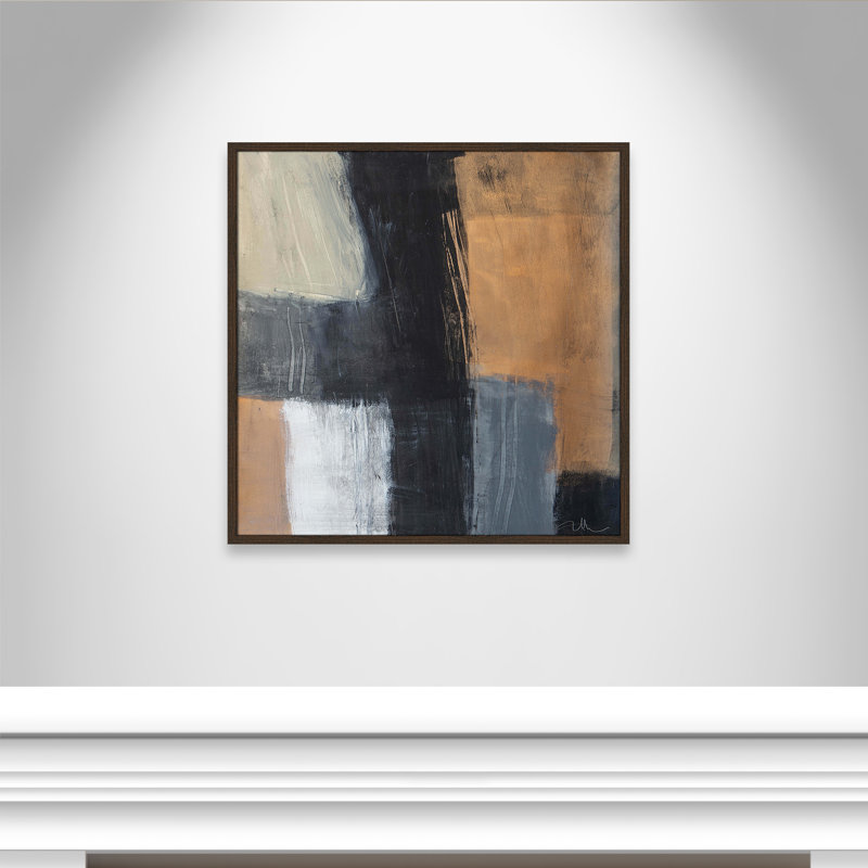 «Metallic Slate II» par Casa Fine Arts, H 32 po x l 32 po x P 0,75 po, Noyer avec cadre fin