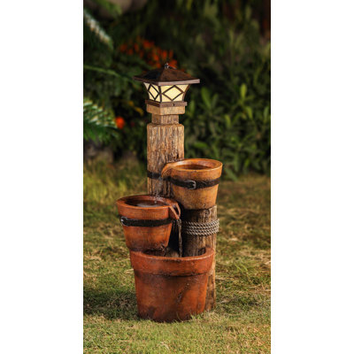 Bowmanville Hand Crafted Weather Resistant Cascade Fountain with Light