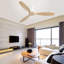 Ventilateur de plafond décoratif en bois massif de 52 pouces sans lumière avec moteur à courant continu réversible à 6 vitesses pour la maison