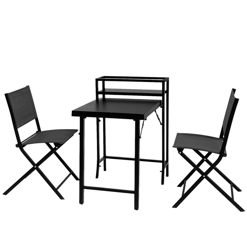 Ensemble de bistro 3 pièces, ensemble de table de patio pliable et chaises, ensemble de mobilier d'extérieur