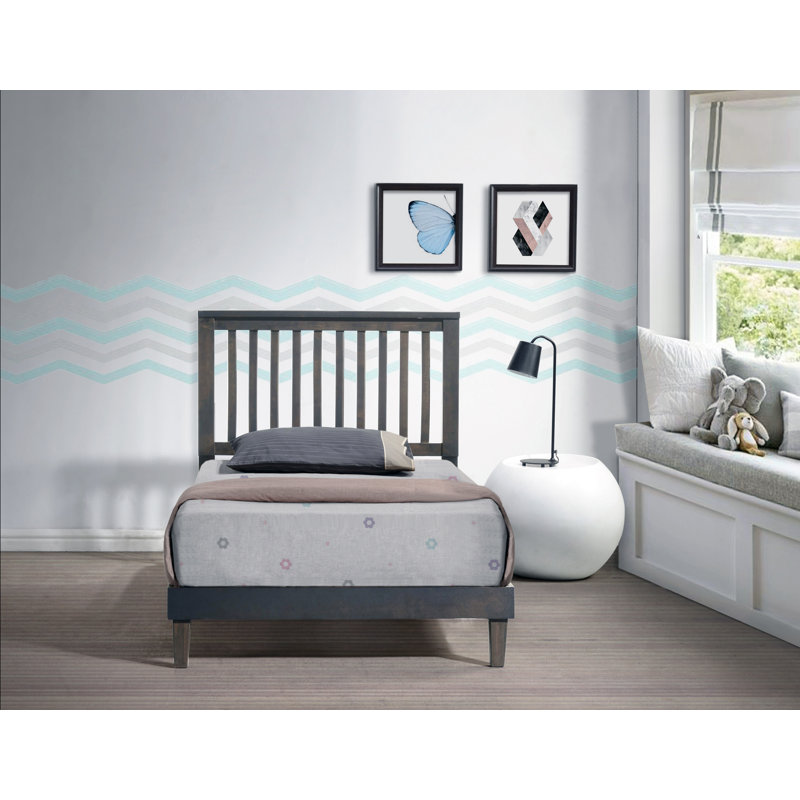 Slat Bed, Gray, Twin XL