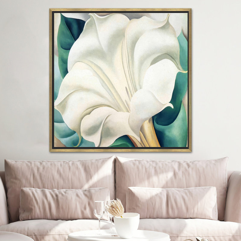 Décoration murale moderne florale - impression sur toile en thème de fleurs blanches, H: 47,3 po x l: 47,3 po