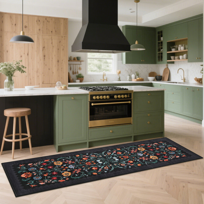 Tapis de sol antidérapant Floral, Tapis de couloir 2 pi x 6 pi