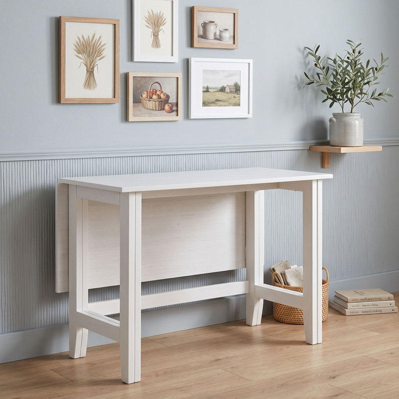 Table de salle à manger extensible à abattants en bois de style campagnard avec plateau en placage d'acacia pour petits espaces