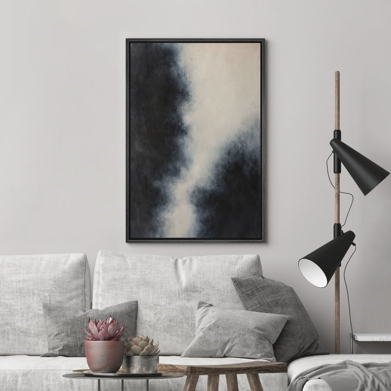 Reproduction d'art abstrait sur toile encadrée pour décoration intérieure moderne, H 24 po x l 16 po, Noir