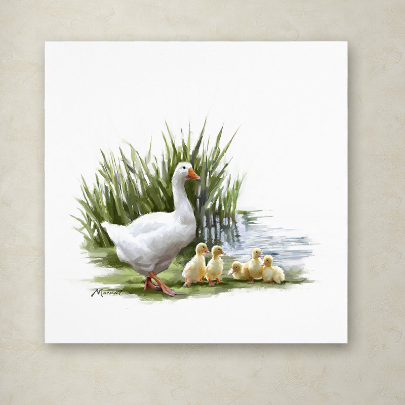 Armand 'Goose with Young' Print on Canvas, 18" H x 18" W x 2" D