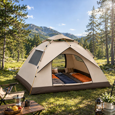 Tente de camping pour 4 personnes avec protection UV, tente familiale extérieure imperméable de L 82,7 po