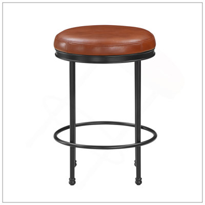 Tabouret de comptoir en similicuir et métal Michael Caramel, siège rembourré confortable, structure résistante aux égratignures, entièrement assemblé