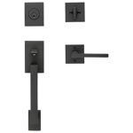 La Jolla Handleset with Single Cylinder Deadbolt and Contemporary Door Lever and Square Rosette