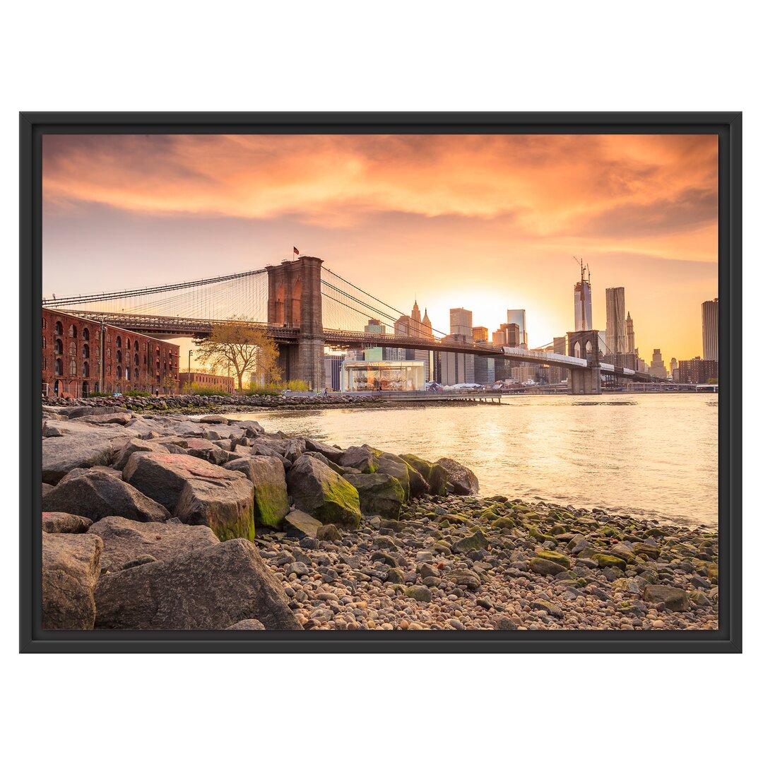 Gerahmtes Wandbild Brooklyn Bridge Sonnenuntergang