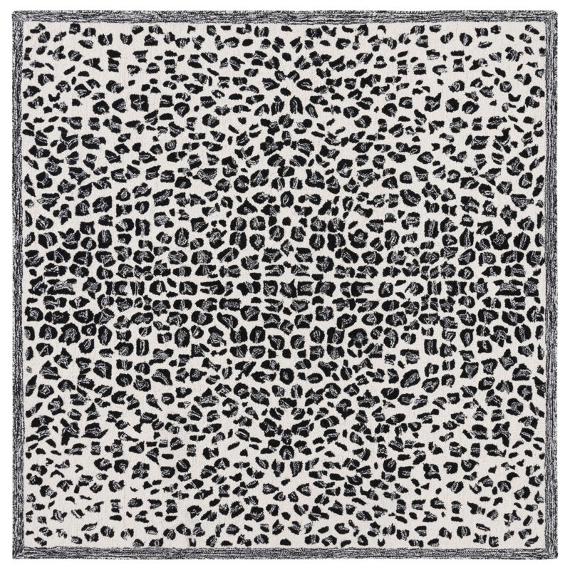 Metro Hand Tufted Indian Wool And Cotton With Latex Animal Print Rug, Square 6'