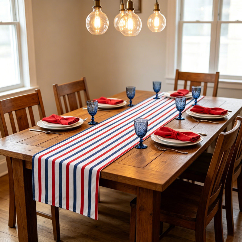 Chemin de table de la fête de l'Independence du 4 juillet pour la table de salle à manger, S