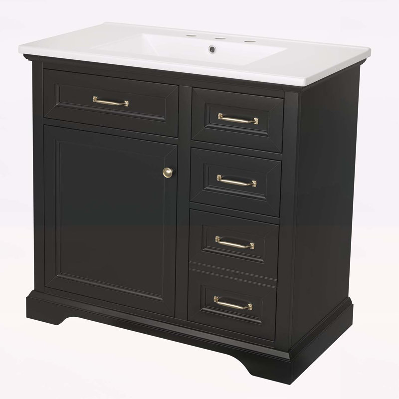 36" Bathroom Vanity with Sink, Black