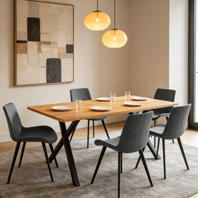 5 Pieces Dining Table Set With Rectangular Wood Top Table And 4 Upholstered Side Chairs