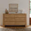 Commode à 6 tiroirs cannelés, commode double large avec silhouette incurvée 59 "Cove