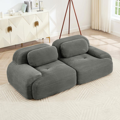 Canapé de 82 po en velours côtelé de luxe modulaire pour accoudoirs incurvés à séparation libre, conception antidérapante, éponge à haute résilience pour salon, chambre à coucher, salle audiovisuelle
