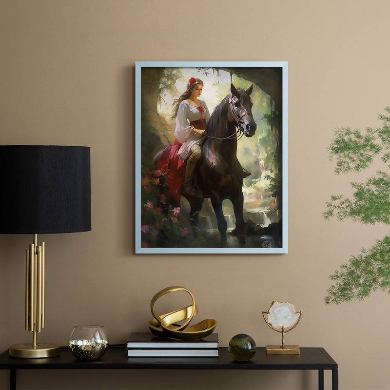 Reproduction encadrée WOMEN Series CDXCIV - bois massif, Bleu, H 21 po x l 17 po