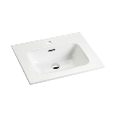Modern Glossy White Ceramic Basin For Bathroom - Integrated Design With Smooth Lines Elegant Sink Basin, To Scratches And Chipping Adds Elegance