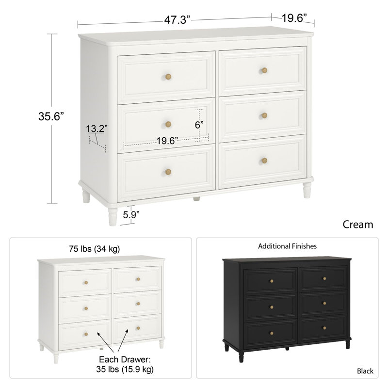 little seeds piper 6 drawer dresser cream Little Seeds Pala 6-Drawer Dresser - White