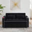 Canapé-lit pliable polyvalent de 55,51 pouces en 3 longueurs, canapé-lit moderne, canapé-lit en velours, dossier réglable, port USB, cendrier et support pour téléphone pivotant (noir)-1079844337-1079844349