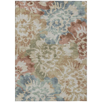 Machine Washable Indoor/Outdoor Xhevrie Paprika Rug