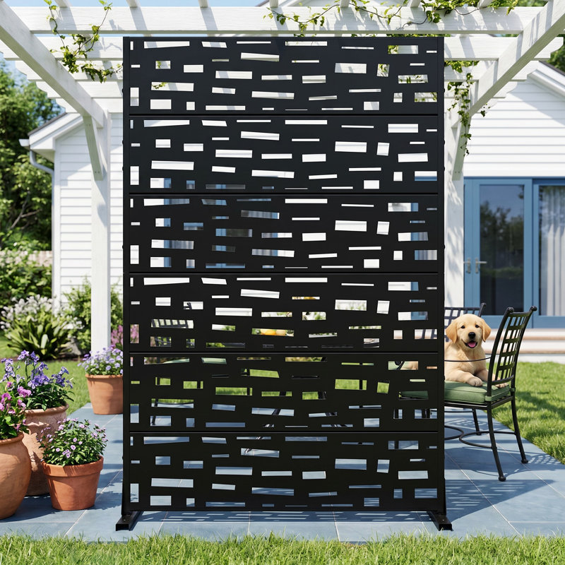 Freestanding Steel Privacy Screen Fence Panels Metal Trellis Outdoor Divider for Patio, Balcony, Backyard, Pool, Indoor Room