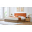 Lit plateforme moderne capitonné avec tête de lit à canaux et rangement relevable, taille standard, velours orange-130122134-130122137