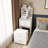 3-in-1 LED Vanity – Compact 20" Width, Hidden Stool + 4 Drawers, Open Bookshelf, 3-Color Dimmable Mirror, FSC-Certified White Finish
