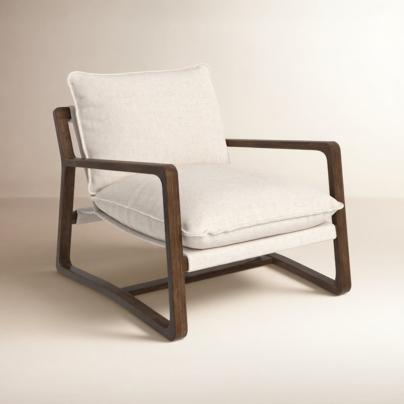 Goldberg Wooden Frame Armchair, Thames Cream Performance Weave, Burnt Parawood