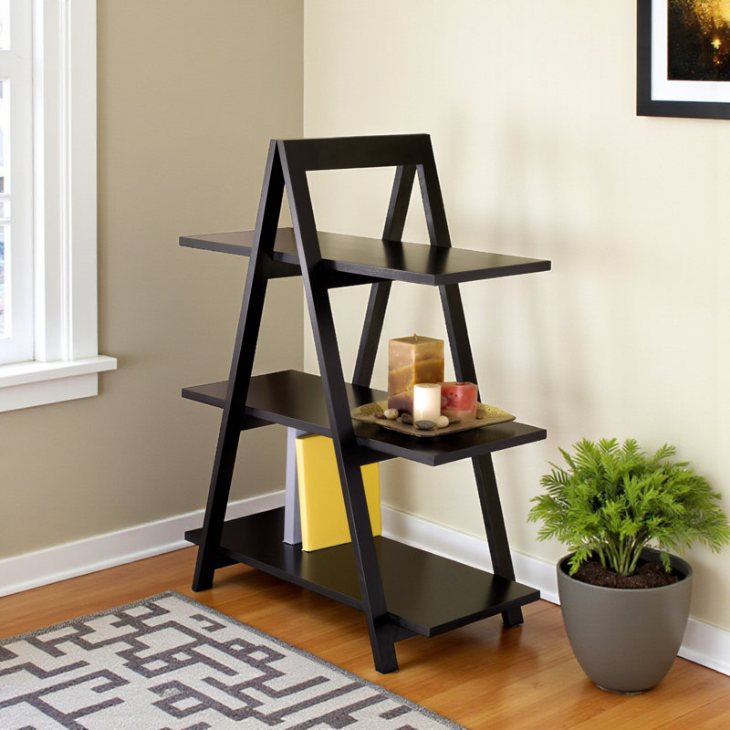 Hudson A Shaped Frame Shelf with 3-Tiers in Black Finish, 38.26" H X 29.89" W X 15.12" D