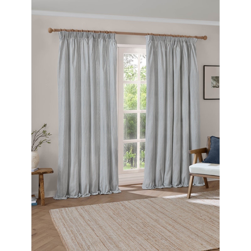 Hebden 100% Cotton Room Darkening Curtain Panel Pair, 229cm Width x 229cm Drop, Blue