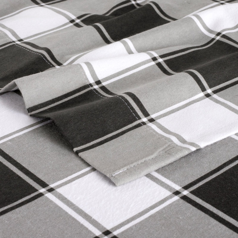 Kathy Ireland 100% Turkish Cotton Flannel Sheet Set, Twin Sheet Set + 1 Fitted Sheet + 1 Pillowcase, Gingham Plaid