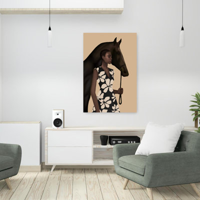 Elegant Woman Horse by Nadjaa - Wrapped Canvas Print